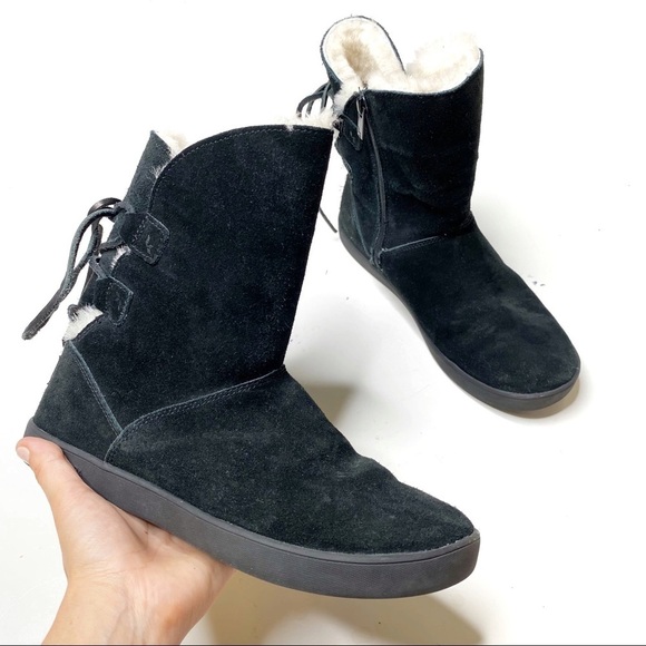 UGG Shoes - Koolaburra by UGG Shazi Suede Shearling Short Boots Black 7